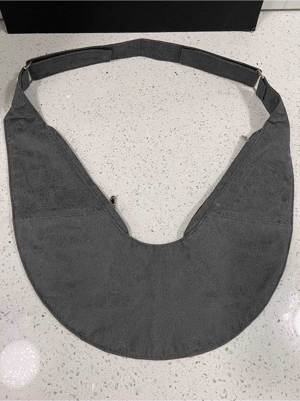SASH Classic Crescent Charcoal Sling Crossbody Bag Adjustable Strap Faux Suede